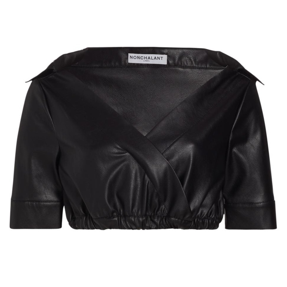 NONchalant Black Faux Leather KATE TOP- NWOT